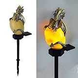 YZYOE Solarenergie Drachen Haustier Licht, Garten Dekoration Harz niedliche Tier Bodenlampe, drahtlose Dämmerung zu Dawn LED Sconce Lichter wasserdicht.