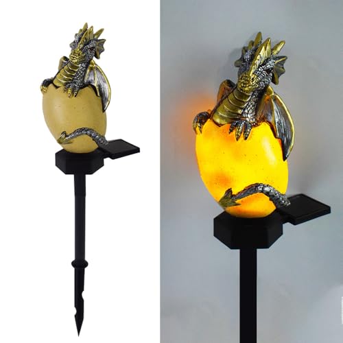 YZYOE Solarenergie Drachen Haustier Licht, Garten Dekoration Harz niedliche Tier Bodenlampe, drahtlose Dämmerung zu Dawn LED Sconce Lichter wasserdicht.