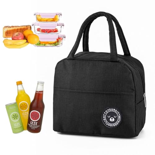 Mecctuck Borsa Termica 6L, Borse da Picnic Pranzo, Borse per il Pranzo Impermeabili, Borsa Termica Pieghevole, Borsa del Pranzo, Borsa Frigo, per Escursionismo,Picnic All'aperto,Barbecue,Lavoro（Nero）