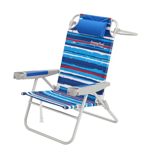 Image of SUNNYFEEL Backpack Beach Chairs for Adults, Mid-Height 5-Position Reclining