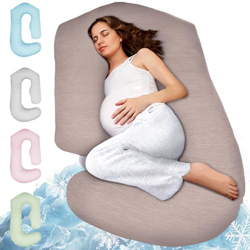 Image of Pregnancy Pillows for Sleeping - 57-Inch Maternity Pillow for Pregnant Women with Removable Washable Cover - Support for Back, Belly, Neck, Legs, & Hips - V C U Shaped Full Body Pillow
