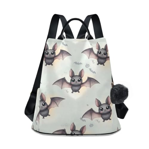 Sac à dos beige aquarelle femme antivol avec pompon chic