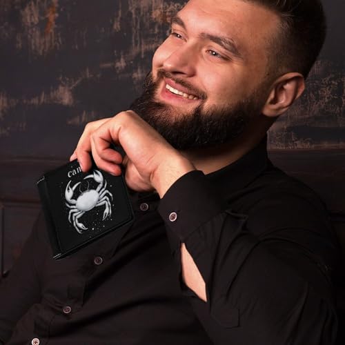 Zodiac Sign C-ancer Slim Men's Bi-fold Wallets with 6 Card Slot Leather Travel Purse Coin Clip4