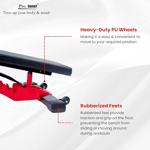 Image of Protoner Professional Adjustable Bench for Home Gym Fitness, Multiple Adjustment Levels. 400 kg capacity