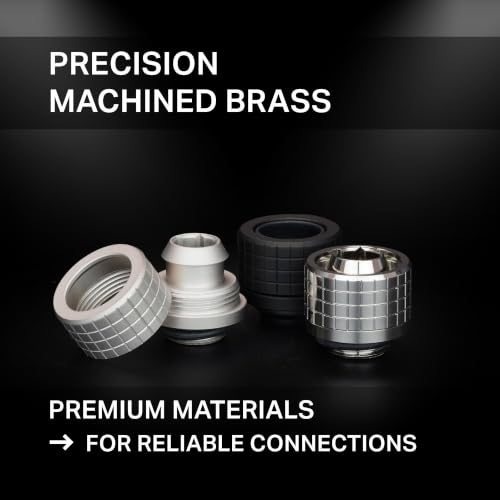 Image of Thermal Grizzly - DeltaMate - HT14 - Hard Tube Fitting - Matt Nickel - CNC-machined brass - G1 /4 inch thread, OD 14mm - for rigid plastic /metal tubing in water-cooling systems