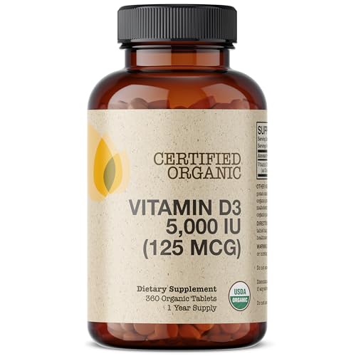 Futurebiotics Vitamin D3 5,000 IU (125 MCG), USDA Certified Organic Vitamin D Supplement, 360 Tablets - Image 4