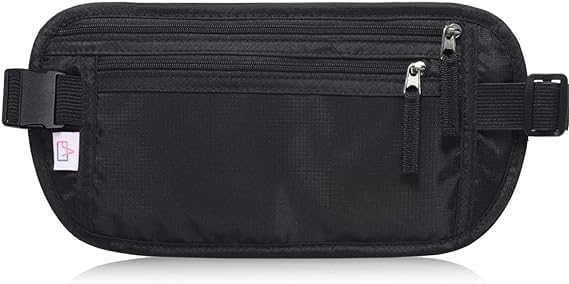 Reise-Geldgürtel, Bauchtasche Hüfttasche mit RFID Blocker für Damen und Herren, Fanny Pack, Versteckte Brieftasche, Reisepass-Geldgürteltasche für Geld, Karten, Pass, IDs Schwarz