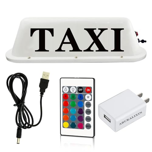 ABUKALIXIN Taxi Light Sign for Car Color Changing USB Rechargeable Battery 24 Key IR Remote Controller Colorful Light with Magnetic Base