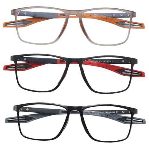 3 Gafas de Lectura con Bloqueo de Luz Azul,Antirradiación Antiniebla Antideslizantes Ligeras Bisagras de Muelle Marco Cuadrado Gafa para Hombres Mujeres Personas Mayores Ejercicio Suave y Ocio Diario