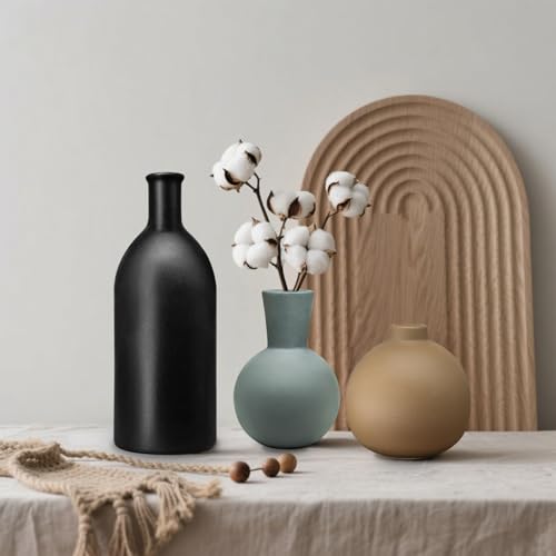 Pottery Vases Set of three Rustic Farmhouse Decor Show Bouquets,Pampas Grass & Contemporary/Dried Flowers in Any Area Multicolor Ceramic vases for Residing Room,Kitchen, Bed room,Rest room, entryway mantel - Image 7