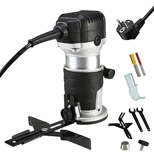 Fresadora de Madera Rebajadora Eléctrica, Recortadora manual eléctrica de madera, 6 velocidades, grabado de carpintería, corte de ranuras, máquina de tallado a mano, enrutador de madera, 2000W, 1/4, 8