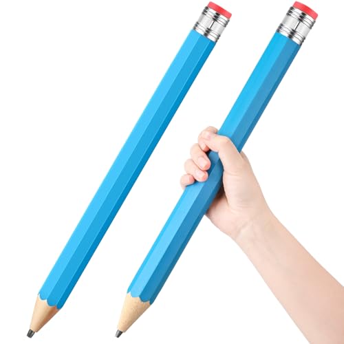 Crayon géant en bois bleu lot de 2 idée cadeau amusante enfant