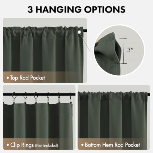 Image of MIULEE Dark Mallard Blackout Curtains 72 Inch Length for Bedroom 4 Panels | Solid Light Blocking Drapes, Room Thermal Insulation, Privacy Window Treatment Curtains,Top and Bottom Rod Pocket