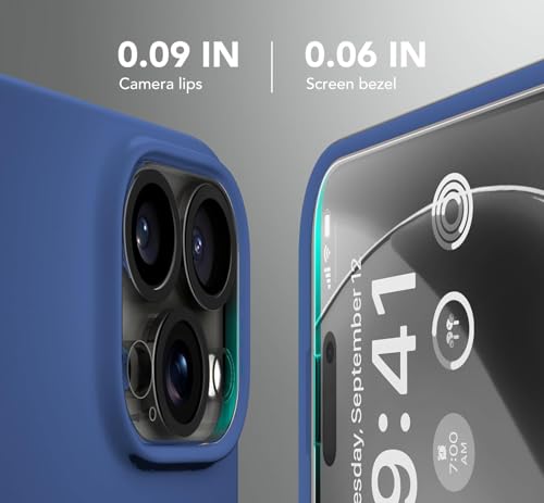 Image of Elzzi Magnetic Silicone Case Compatible with iPhone 16 Pro Max Case, Built-in Magnets, Soft Grip Silicone Mag-Safe Case, Shockproof Camera Protection Cover (Blue)