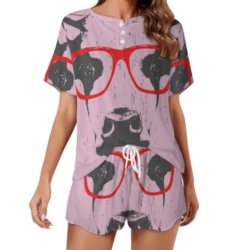 Ensemble pyjama femme manches courtes Bovins : vêtement de nuit été léger et confortable
