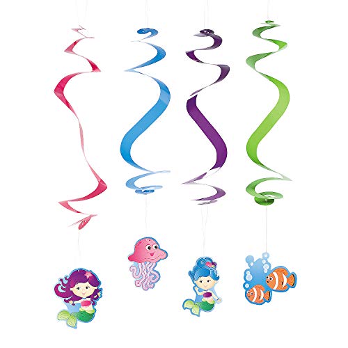Mermaid Party Dangling Swirls - Party Decorations & Hanging Decorations (12 Pcs.)