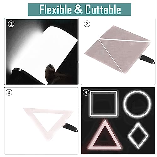Image of El Sheet Panel Light - 2Pcs 10 x 10cm DIY Electroluminescent Cuttable Mask Eye Lighting DIY Cosplay Party Decoration Continuous /Strobe (White)