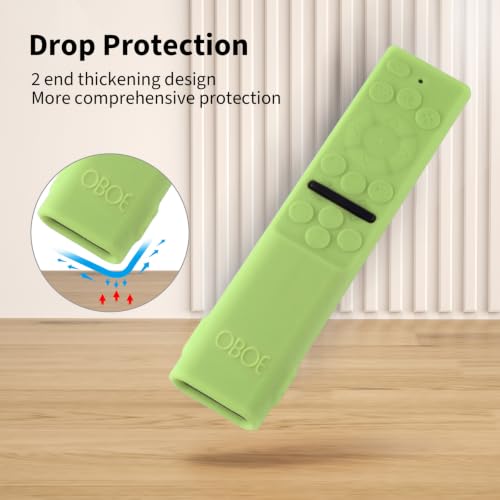 Image of Oboe Silicone Tv Remote Cover Compatible with Samsung Smart Tv Remote 2026 Model BN59-01498A Key Cover Case with Lanyard (B-Glow in Dark Green) REMOT E NOT Included