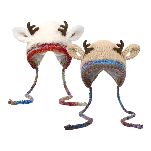 Chapeau de Noël 2 en 1 en bois de renne, cadeau idéal fille