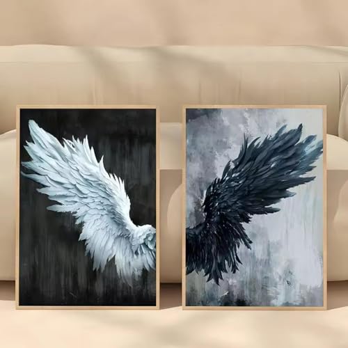 Affiches ailes noires et blanches 50x70 cm lot de 2 toiles vintages encadrées - 2
