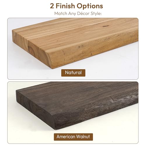 Image of Vivelove Wood Floating Shelves Live Edge 55 inch Set of 1, Natural
