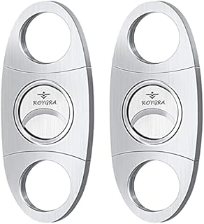 roygra Cigar Cutter 2 Pack, Stainless Steel Double Blade Guillotine (Silver)