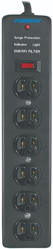 Furman SS-6 Vertical 6-Outlet Surge Protector Power Block, Steel, 15A | 6 outlets, 15A, heavy-duty steel, 540 J surge protection, EMI/RFI filtration, circuit breaker