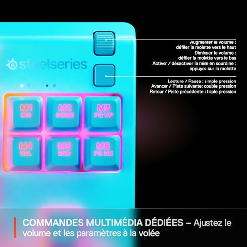SteelSeries Apex 3 TKL Aqua Clavier Gaming RGB - Format Compact sans pavé numérique - Illumination RGB sur 8 Zones - Résistant à l’Eau et à la poussière - Switchs Gaming Silencieux -Format FR AZERTY
