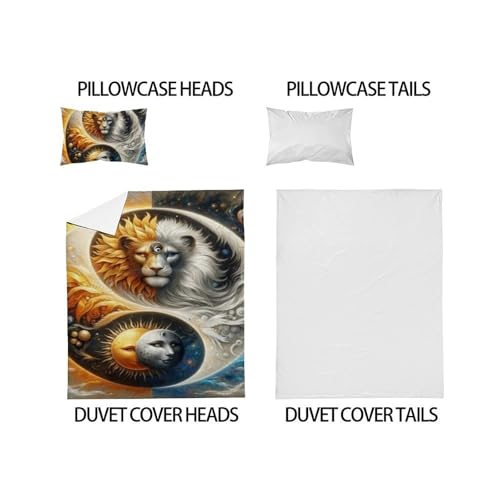 Housse de couette tigre 135x200 microfibre imprimé 3D avec zip