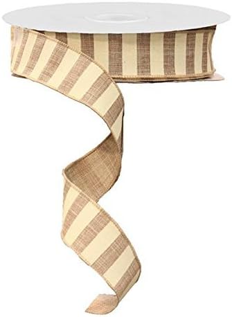 Wide Stripe Wired Edge Ribbon (2.5", Beige Ivory) - 50 Yards : RX9549TT