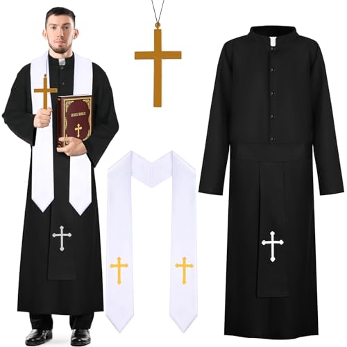 Clovilet Halloween Priest Costume for Men Adult with Robe Priest