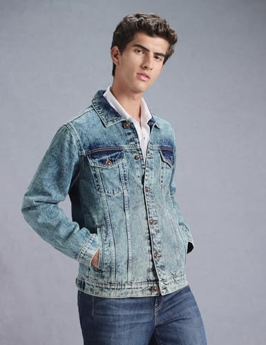 Image of INKD Men's Overdyed Cotton Denim Jacket - 100% Cotton | Double Flat Pocket | Regular Fit | Full Sleeve