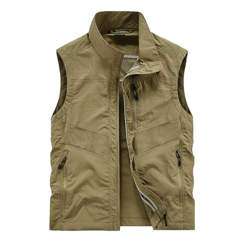 Men's Lightweight Quick Dry Fishing Vest Outdoor Work Safari Travel Photo Cargo Vests Jacket with Multi Pockets