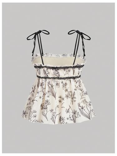 Verdusa Women's Babydoll Tops Peplum Tie Shoulder Sleeveless Summer Cami Going Out Top2