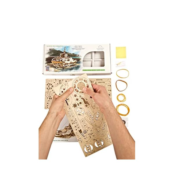 Ugears mechanischer Schleppschiff 3D Puzzle Kit Bewegliches Schlepper Holzpuzzle Bastelset und Denkaufgabe für… – Bild 7