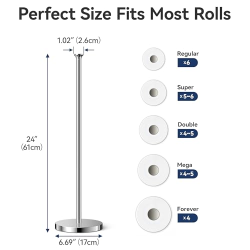 Toilet Paper Holder Stand(with Reserve Function), Free-Standing Spare Rolls Storage Holder, Stainless Steel, Modern Design by niffgaff - Image 3