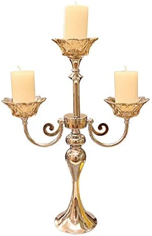 TJLSS De Metal del sostenedor de Vela de 3 Brazos de Vela de Cristal Titular, Boda Core Cena Decoración Columna Vela Titular TJLSS De Metal del sostenedor de Vela de 3 Brazos de Vela de Cristal Titular, Boda Core Cena Decoración Columna Vela Titular