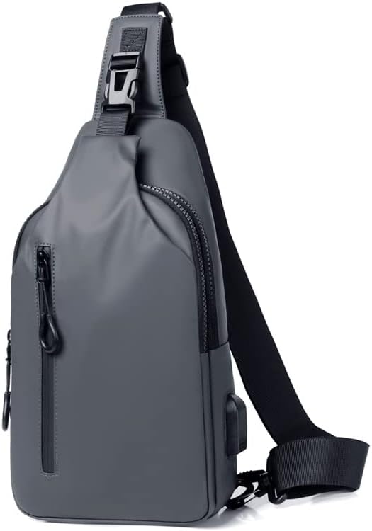 [W STORE] 斜め掛け ボディバッグ ショルダーバッグ ボディーバッグ メンズ 撥水バッグ ワンショルダー ワンショルダーバッグ ウエストバッグ スポーツバッグ USBポート 自転車 旅行 グレー