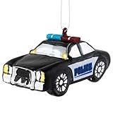 Northlight Police Car Glass Christmas Ornament, 5', Black