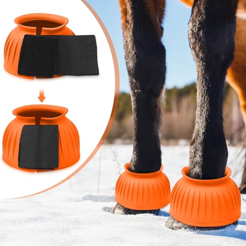 Image of Abbylike Bell Boots for Horses 1 Pair /2 Pair Available, Protect Against Hoof Impact Trauma, Rubber Bell Boots Horse Care for Turnout, No Rub Design Wrap Hook and Loop