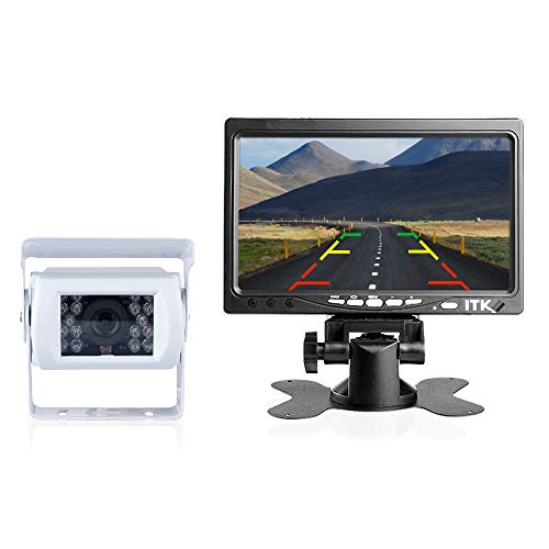 Caméra de recul Camping-Car - Système de Vision arrière - Caméra de recul Blanche 18 LEDs - Écran LCD de 7 - Étanche - ITK Technology (ITKC900WT7000)