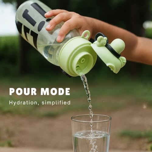 Image of Veejet Joyland Kids Water Bottle - Sipper Water Bottle for Kids - Water Bottle for School - Water bottle for Girls and Boys, BPA-Free, Spill-Proof, Perfect for School and Play - 620 ML (Green)