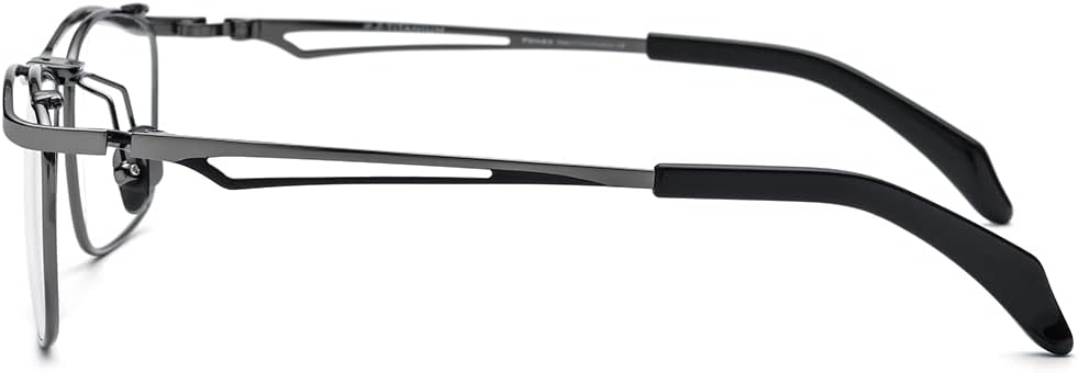 FONEX 180° Flip Titanium Glasses Frame for Men,Square Eyewear Optical Eyeglasses F8043