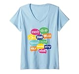 Colorful Polyglot Speech Bubbles | Modern Color Palette Camiseta Cuello V