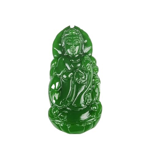 Collier en jade vert véritable, pendentif Guanyin sculpté pour femme