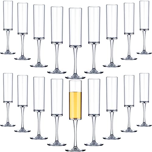 Gerrii 18 Pack Acrylic Stemmed Champagne Flutes Unbreakable Plastic Champagne Glasses Reusable Wine Toasting Goblets Crystal Disposable Cocktail Cups For Party, Wedding, Anniversary, Birthday, 5.6 Oz #TOP20