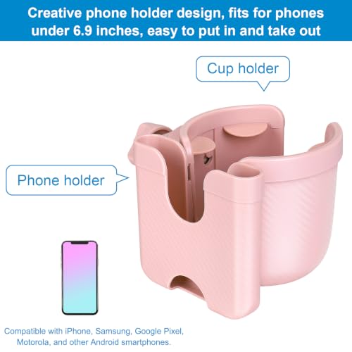 Image of Accmor Stroller Cup Holder with Phone Holder, Bike Cup Holder, Universal Cup Holder for Uppababy Nuna Strollers, 2-in-1 Drinks Holder for Walker, Wheelchair, Scooter