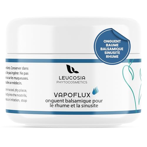 Vapoflux Baume Pectoral Naturel Adulte et Enfant 50 ml Pommade Balsamique Rhume et Sinusite aux Huiles Essentielles d’Eucalyptus, Menthe Poivrée, Tea Tree et Cire d’Abeille