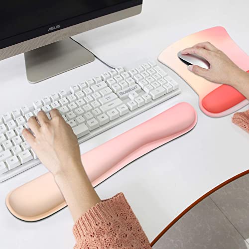 Icasso Mouse Pad Wrist Support Set, 3In1 Keyboard Wrist Rest+Ergonomic Mouse Pad + Coaster, Non-Slip Rubber Base Cute Mouse Mat Made Easy Typing And Relieve Wrist Pain, Perfect For Gaming, Computer #TOP6