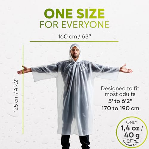 ZENO Disposable Rain Ponchos for Adults - Clear Ponchos with Sleeves & Hood, Compact and Clear, Emergency Poncho - Rain Poncho - Ponchos Adult - Travel Rain Poncho Hiking, Camping - (Pack of 4) - Image 3